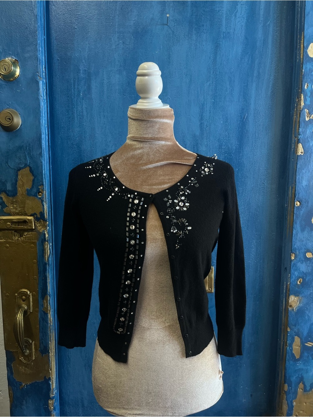 Beth Bowley Black Embellished Knit Cardigan Jacket